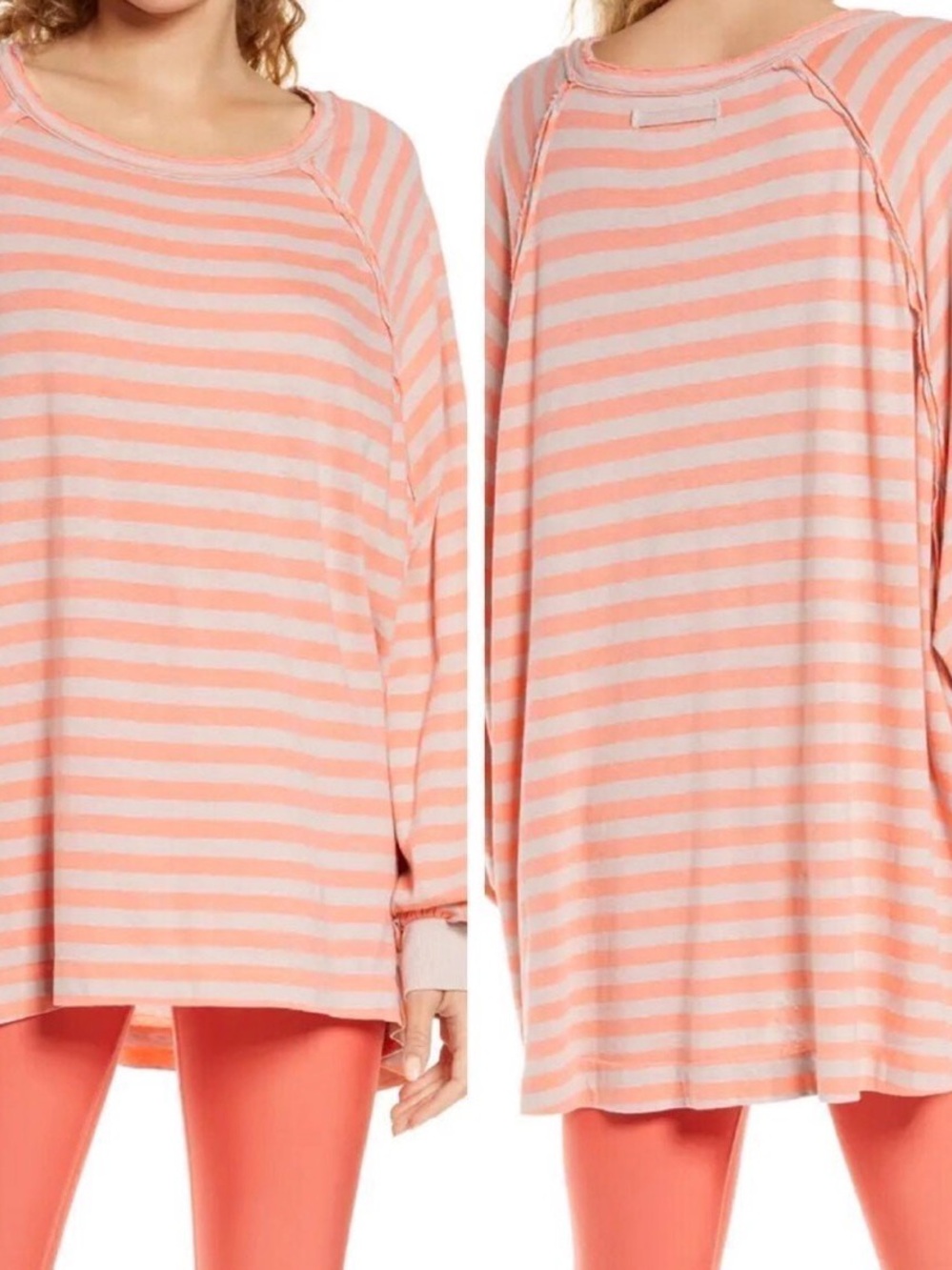 Free People She's Everything tunic top striped New large but oversized!!